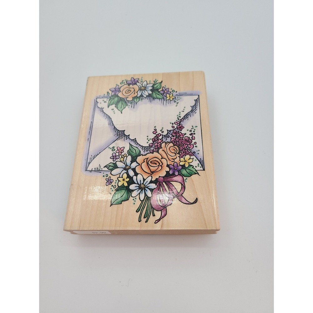 Stampendous Floral Envelope wood-mounted rubber stamp.